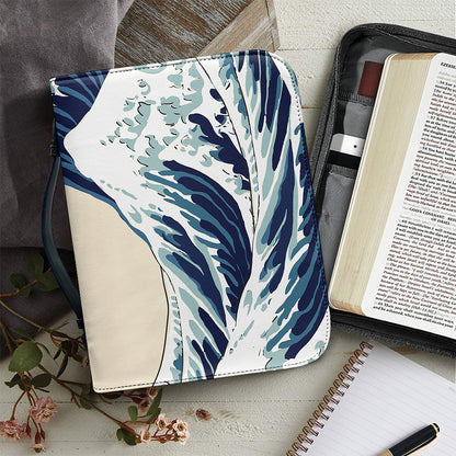 Japanese Ocean Wave Print Leather Bible Cover