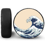 Japanese Ocean Wave Print Leather Spare Tire Cover