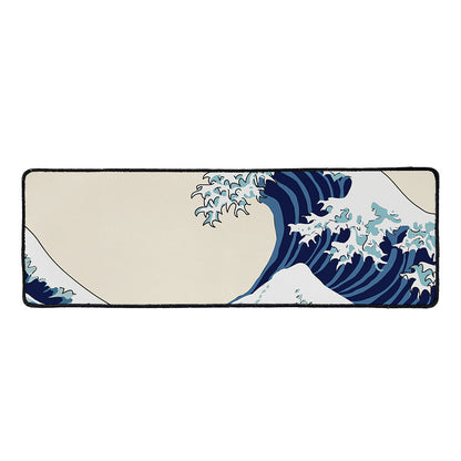 Japanese Ocean Wave Print Long Kitchen Mat