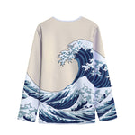 Japanese Ocean Wave Print Long Sleeve Short Coat