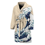 Japanese Ocean Wave Print Men's Bathrobe