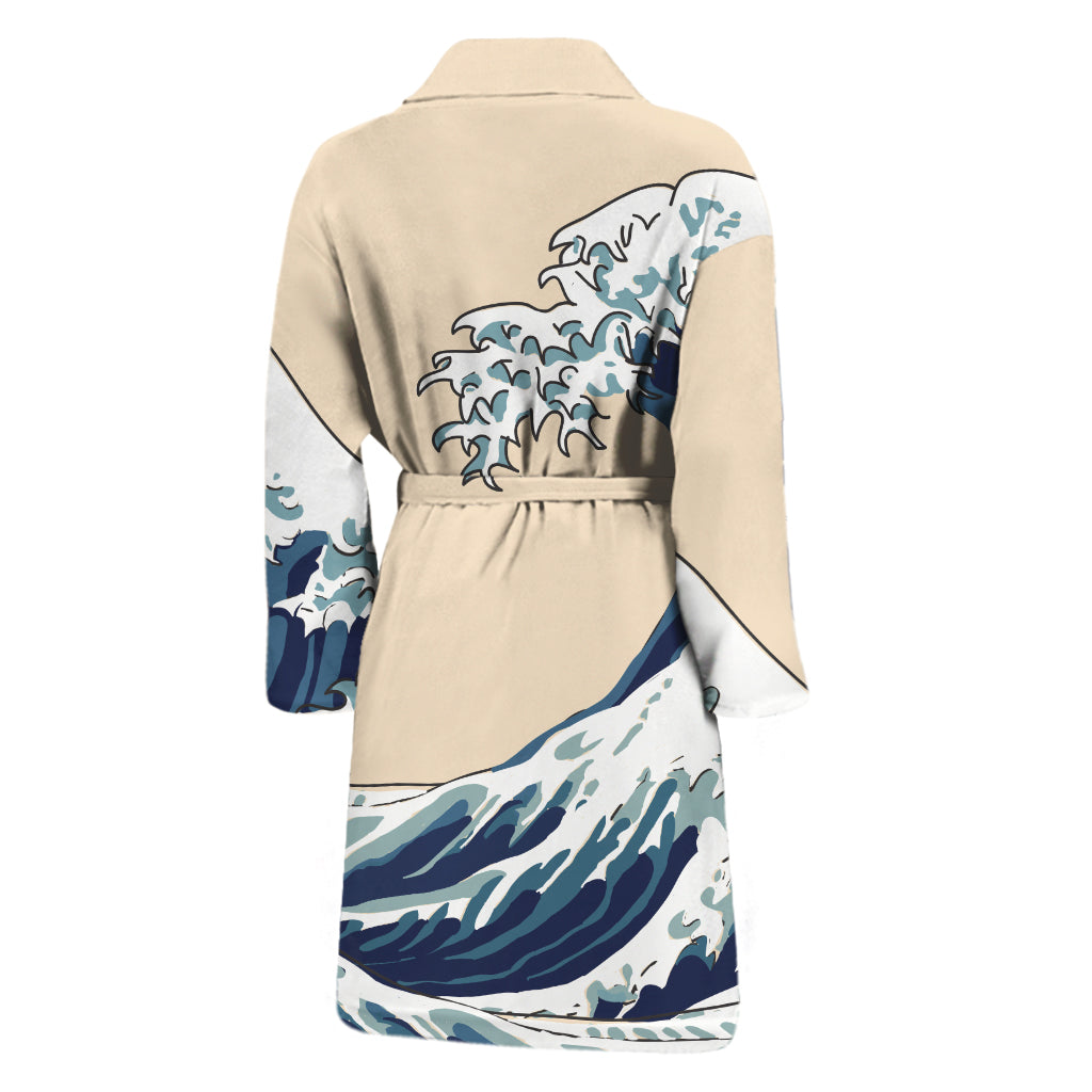 Japanese Ocean Wave Print Men's Bathrobe