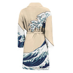 Japanese Ocean Wave Print Men's Bathrobe