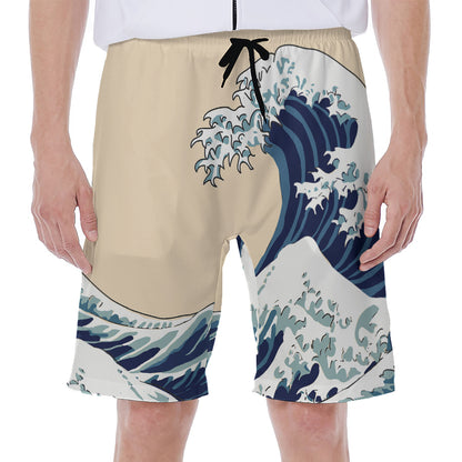 Japanese Ocean Wave Print Men's Beach Shorts