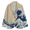 Japanese Ocean Wave Print Men's Blazer