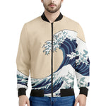 Japanese Ocean Wave Print Men's Bomber Jacket