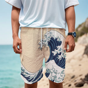 Japanese Ocean Wave Print Men's Cargo Shorts