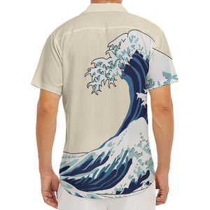 Japanese Ocean Wave Print Men's Deep V-Neck Shirt