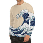 Japanese Ocean Wave Print Men's Long Sleeve Rash Guard