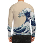 Japanese Ocean Wave Print Men's Long Sleeve Rash Guard