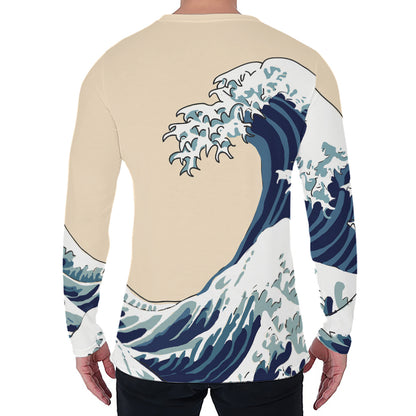Japanese Ocean Wave Print Men's Long Sleeve T-Shirt