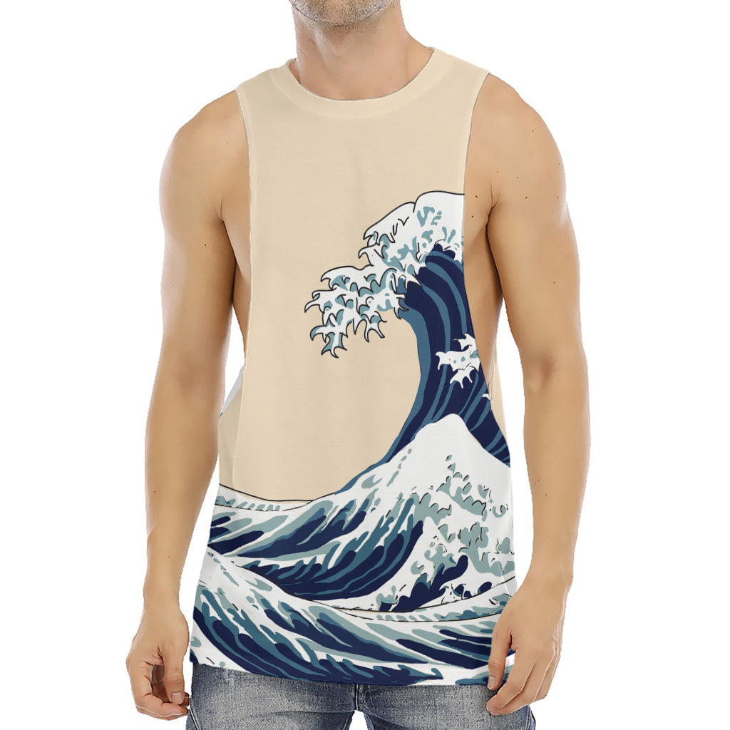 Japanese Ocean Wave Print Men's Muscle Tank Top