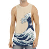 Japanese Ocean Wave Print Men's Muscle Tank Top