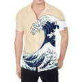 Japanese Ocean Wave Print Men's Shirt