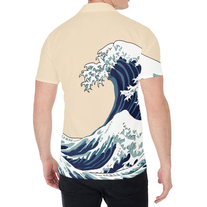 Japanese Ocean Wave Print Men's Shirt