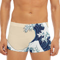 Japanese Ocean Wave Print Men's Short Boxer Briefs