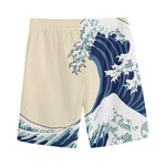 Japanese Ocean Wave Print Men's Sports Shorts