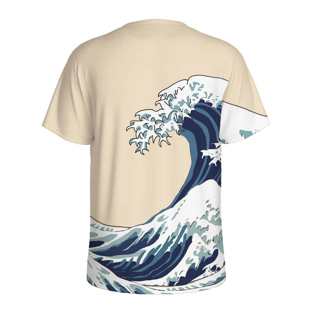 Japanese Ocean Wave Print Men's Sports T-Shirt