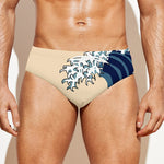 Japanese Ocean Wave Print Men's Swim Briefs