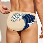 Japanese Ocean Wave Print Men's Swim Briefs