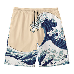 Japanese Ocean Wave Print Men's Swim Trunks