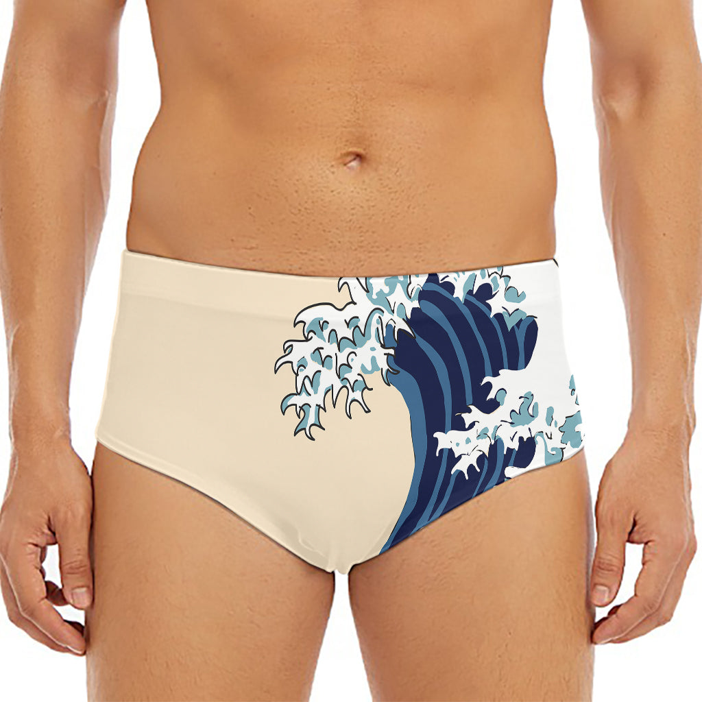 Japanese Ocean Wave Print Men's Triangle Swim Briefs