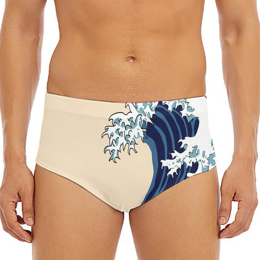 Japanese Ocean Wave Print Men's Triangle Swim Briefs