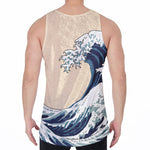 Japanese Ocean Wave Print Men's Velvet Tank Top