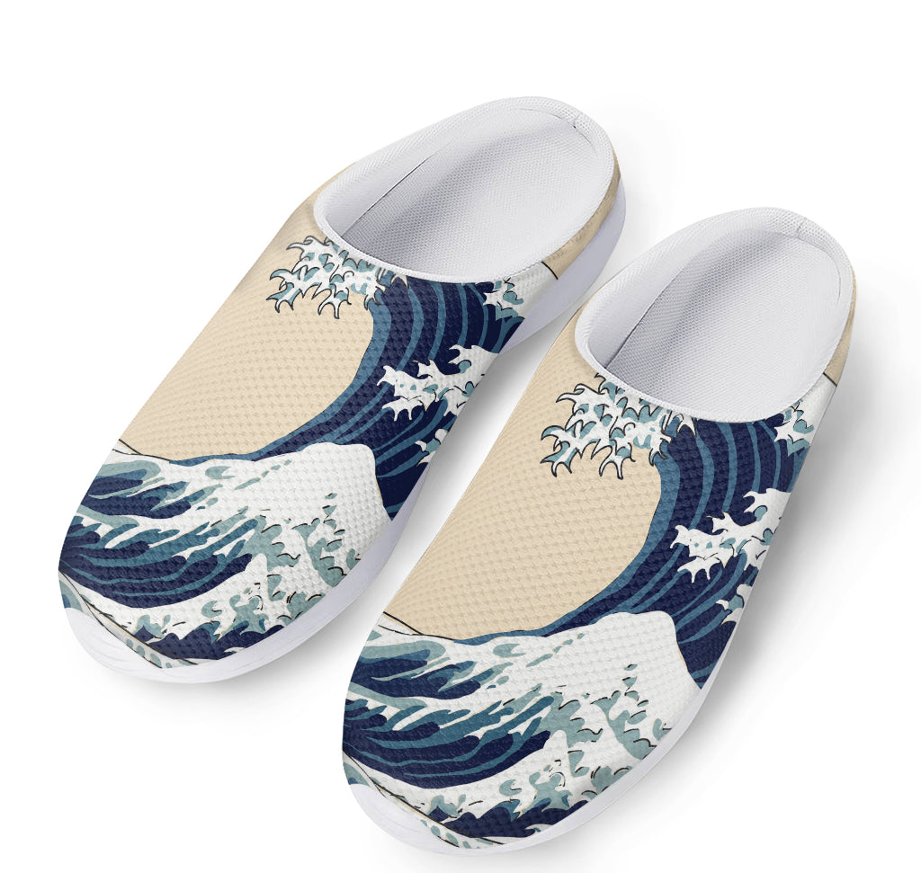 Japanese Ocean Wave Print Mesh Casual Shoes