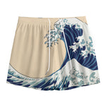 Japanese Ocean Wave Print Mesh Shorts