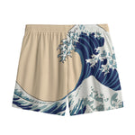 Japanese Ocean Wave Print Mesh Shorts