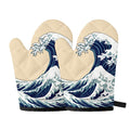 Japanese Ocean Wave Print Oven Mitts