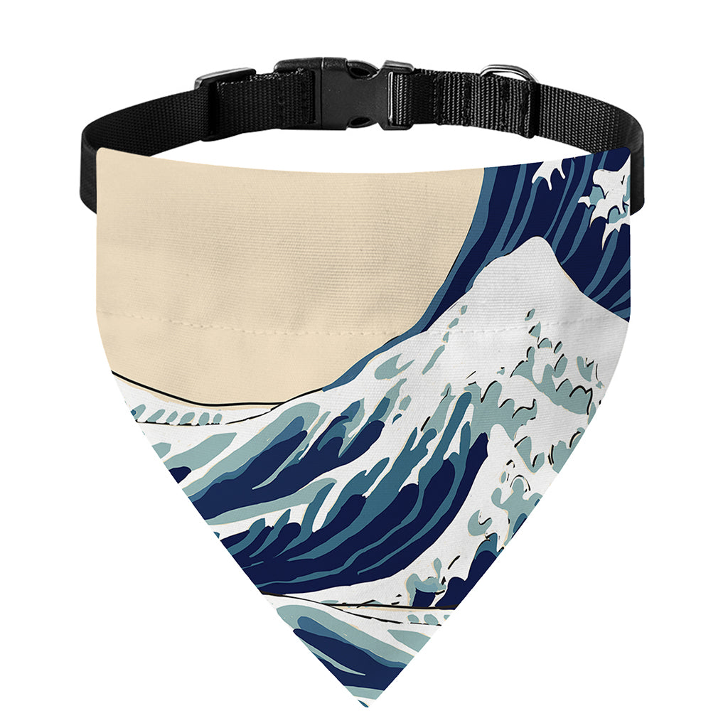 Japanese Ocean Wave Print Over The Collar Dog Bandana
