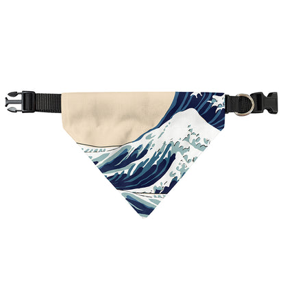 Japanese Ocean Wave Print Over The Collar Dog Bandana
