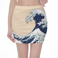 Japanese Ocean Wave Print Pencil Mini Skirt