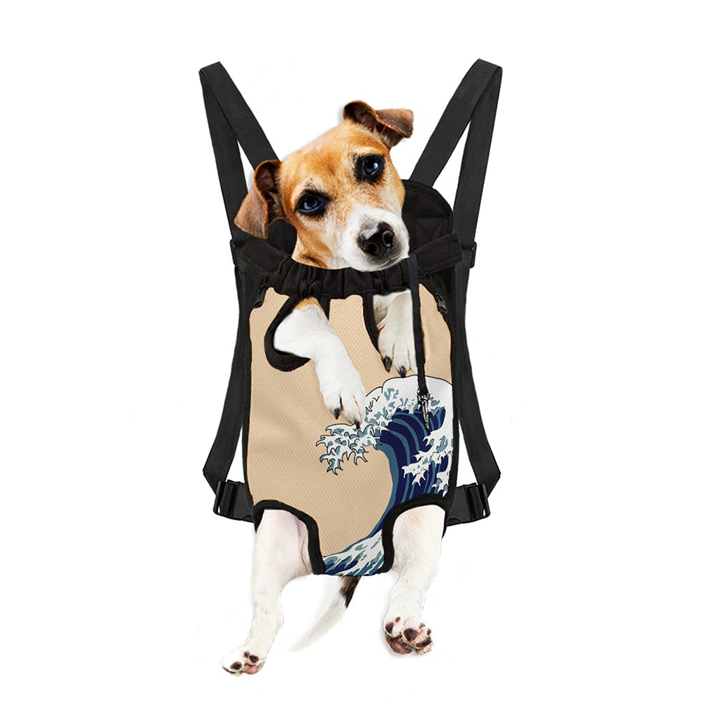Japanese Ocean Wave Print Pet Carrier Backpack