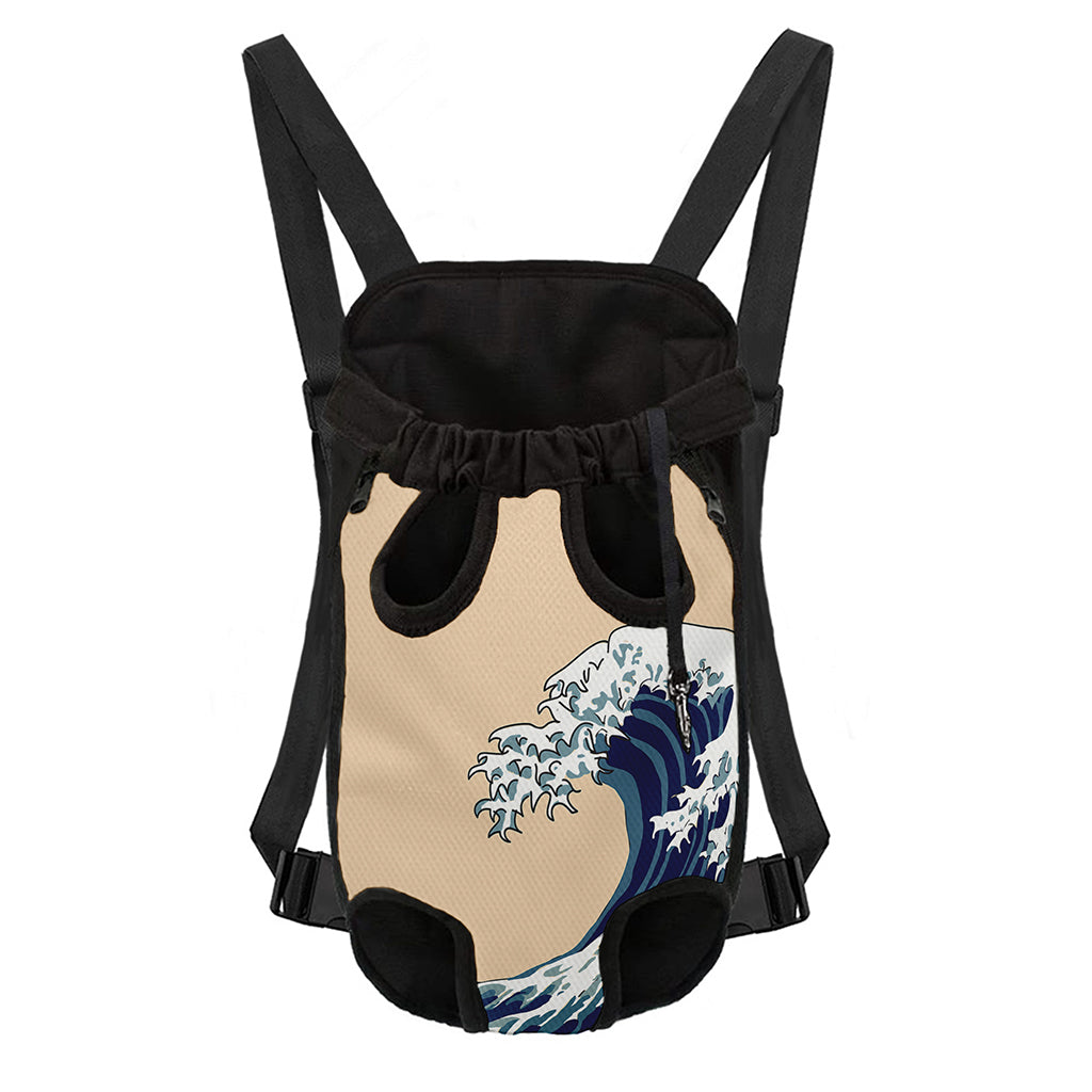 Japanese Ocean Wave Print Pet Carrier Backpack