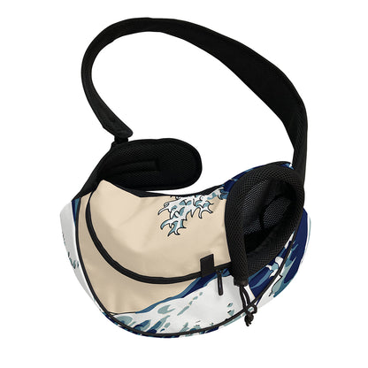 Japanese Ocean Wave Print Pet Sling Carrier