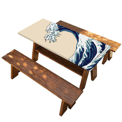 Japanese Ocean Wave Print Picnic Table Cover