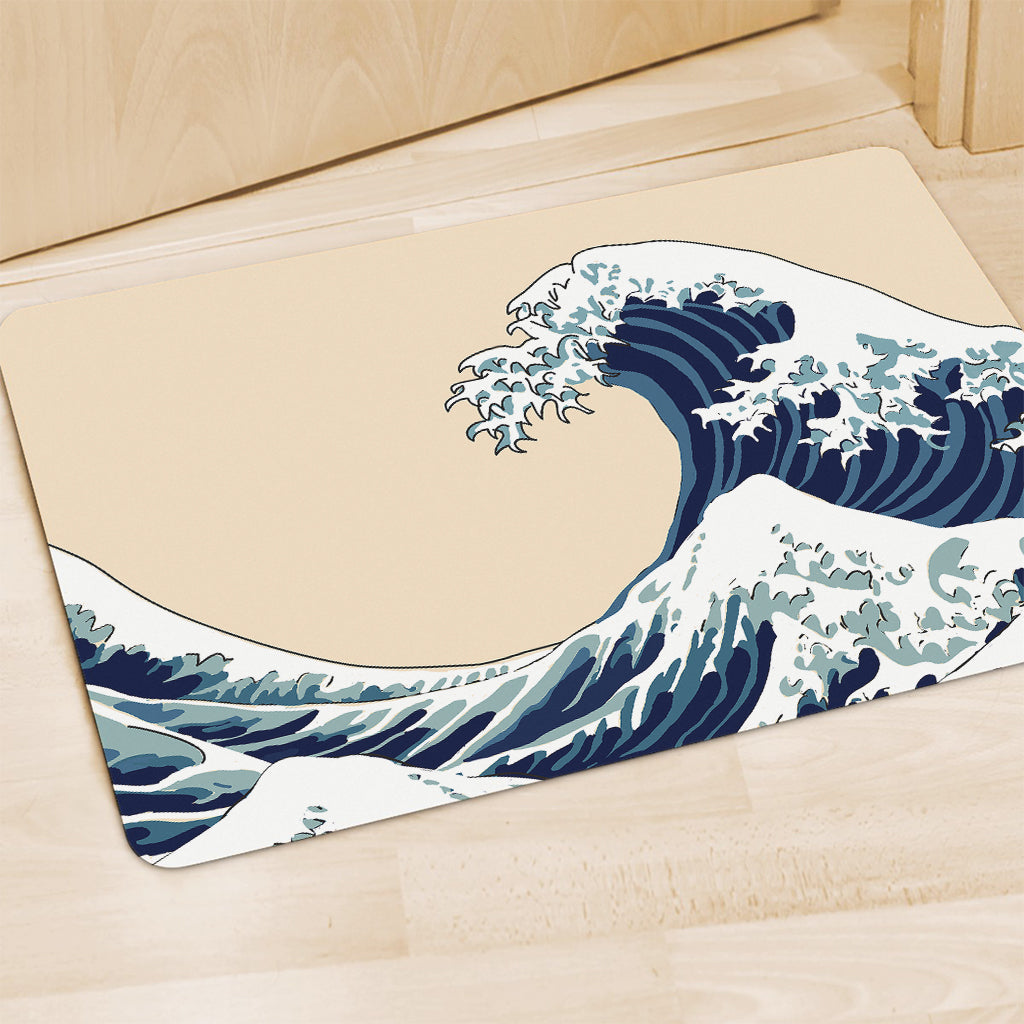 Japanese Ocean Wave Print Polyester Doormat