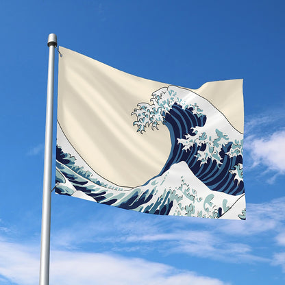 Japanese Ocean Wave Print Polyester Flag