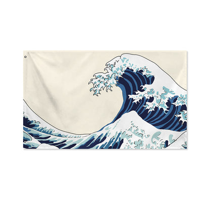 Japanese Ocean Wave Print Polyester Flag