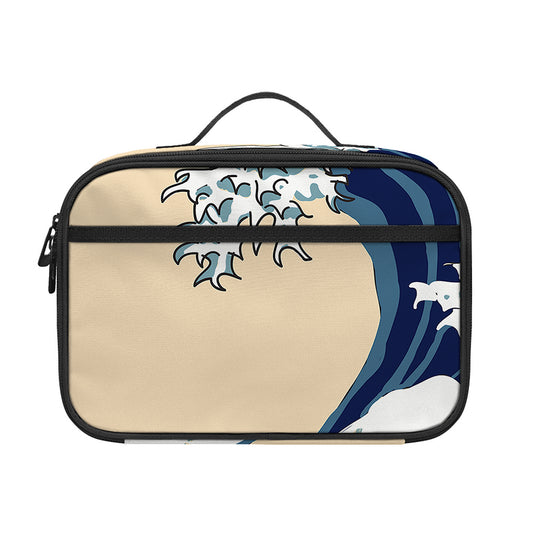 Japanese Ocean Wave Print Portable Lunch Bag