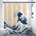 Japanese Ocean Wave Print Premium Shower Curtain