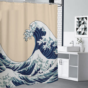 Japanese Ocean Wave Print Premium Shower Curtain