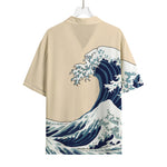 Japanese Ocean Wave Print Rayon Hawaiian Shirt