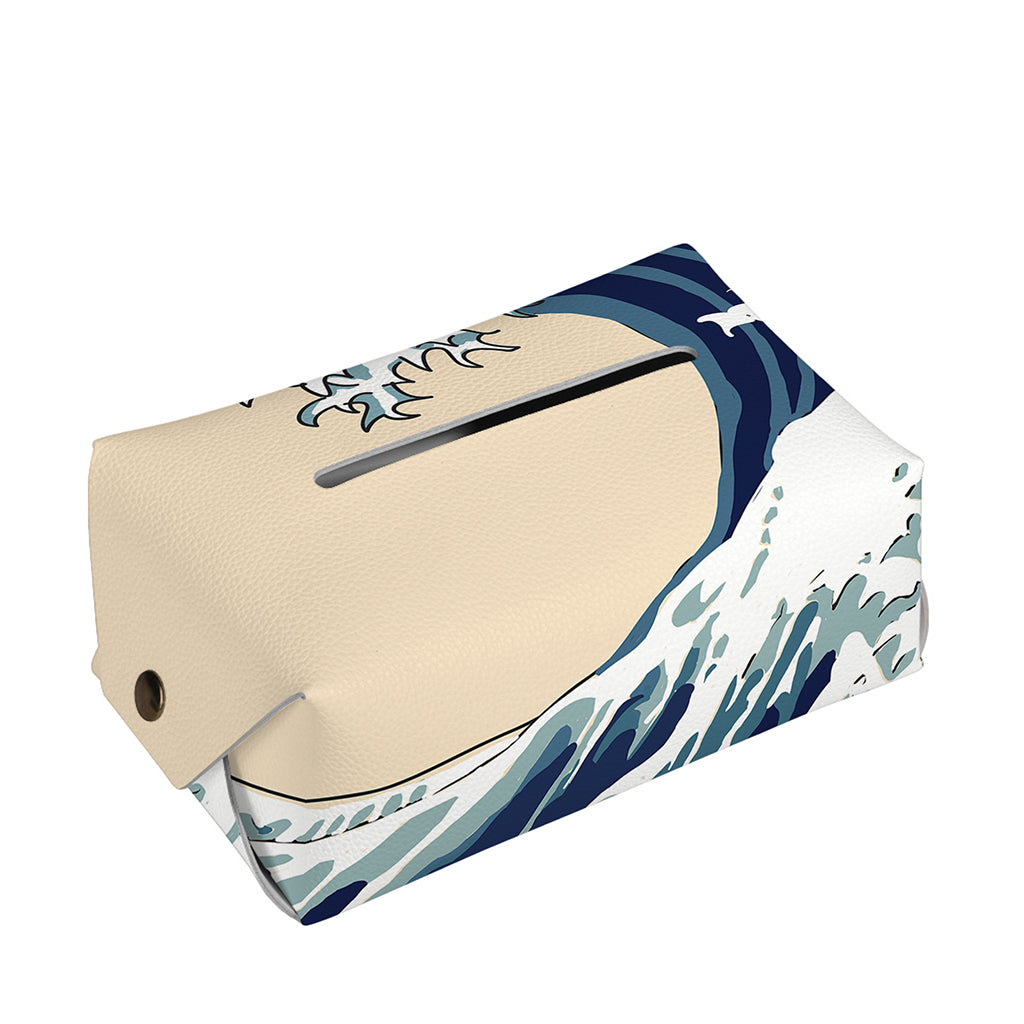 Japanese Ocean Wave Print Rectangle Tissue Box Cover