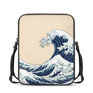 Japanese Ocean Wave Print Rectangular Crossbody Bag