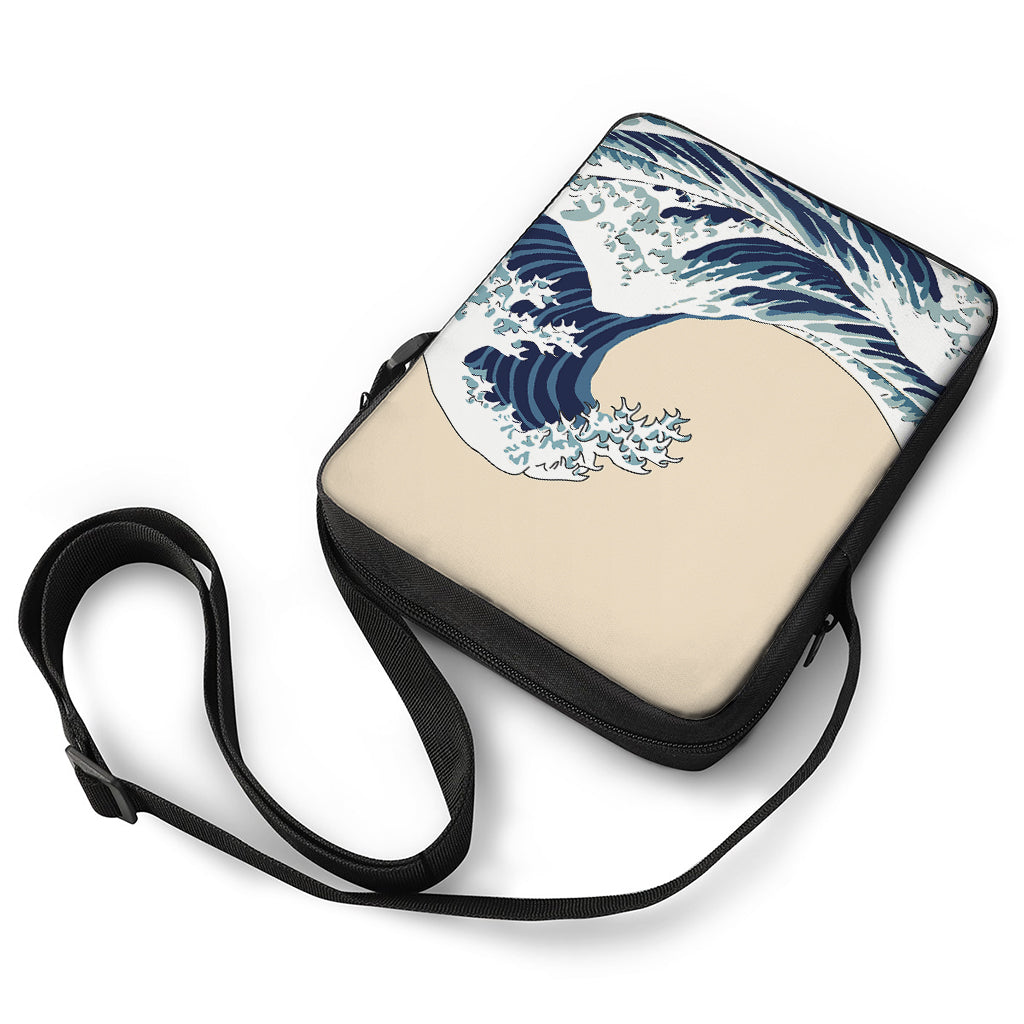 Japanese Ocean Wave Print Rectangular Crossbody Bag