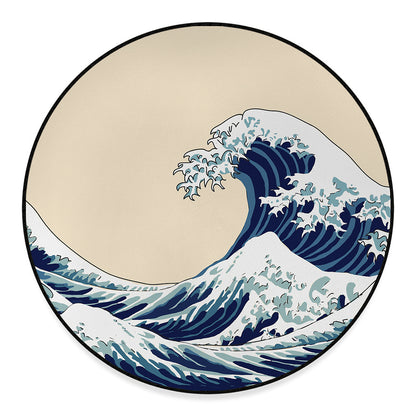 Japanese Ocean Wave Print Round Floor Mat